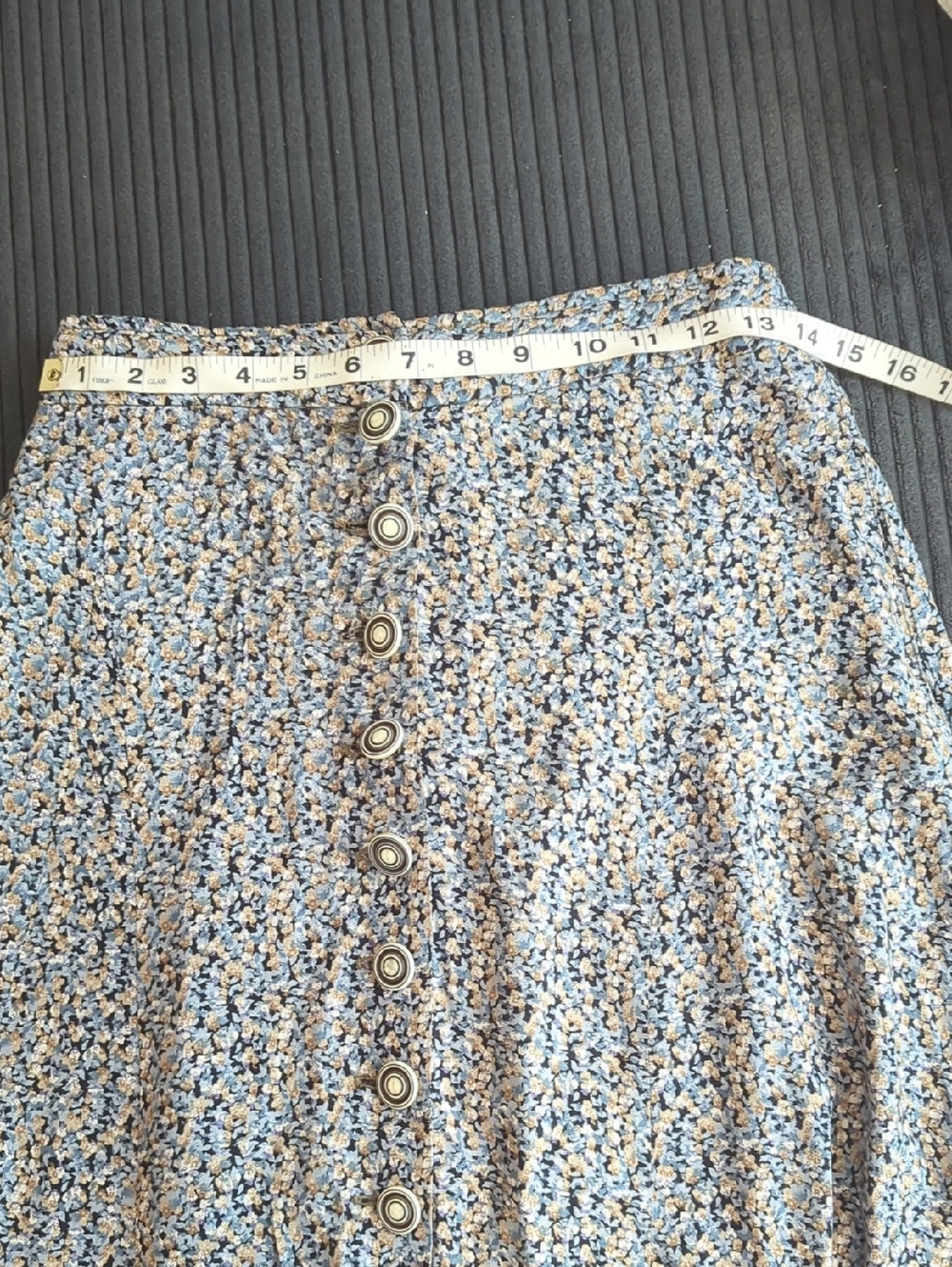 Button-Front Maxi Skirt in Grey-Blue Floral Size S - Picture 4 of 4